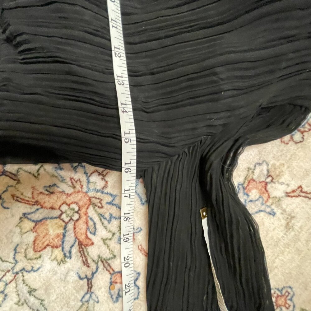 Vintage 60s/70s Black Pleated Cocktail Dress Union Made Georgette Sleeves Size M - Picture 9 of 14